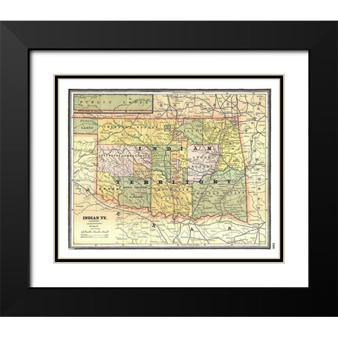 Indian Territory - Johnson 1888 Black Modern Wood Framed Art Print with Double Matting by Johnson