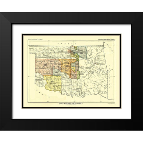 Indian Territory Oklahoma - Guthrie - Hoen 1896 Black Modern Wood Framed Art Print with Double Matting by Hoen