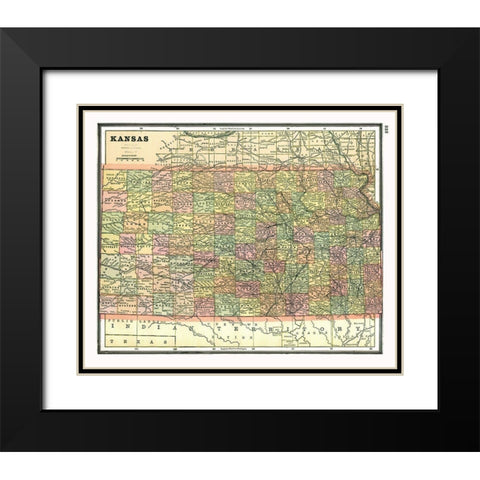 Kansas - Johnson 1888 Black Modern Wood Framed Art Print with Double Matting by Johnson