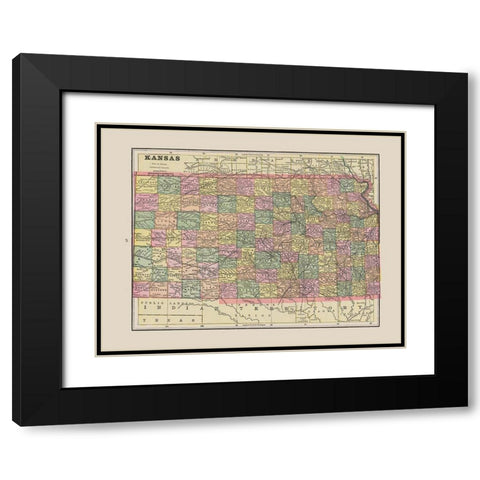 Kansas - Cram 1892 Black Modern Wood Framed Art Print with Double Matting by Cram
