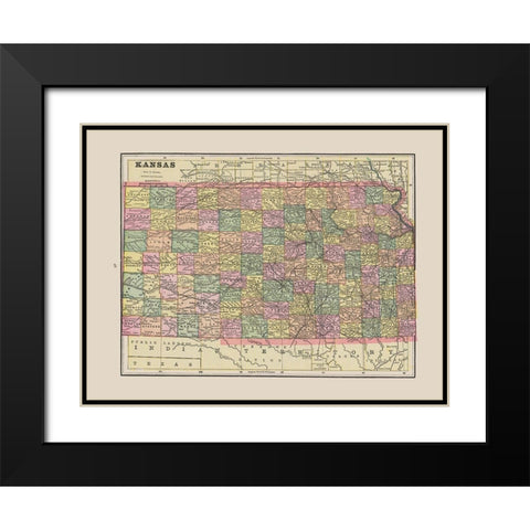 Kansas - Cram 1892 Black Modern Wood Framed Art Print with Double Matting by Cram