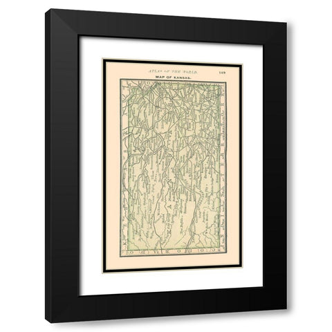 Kansas - Alden 1886 Black Modern Wood Framed Art Print with Double Matting by Alden