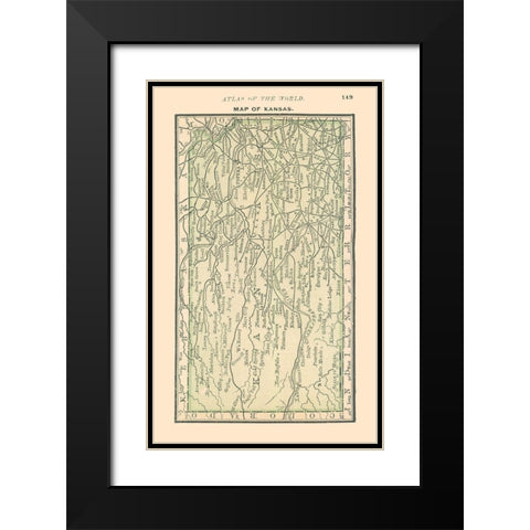 Kansas - Alden 1886 Black Modern Wood Framed Art Print with Double Matting by Alden