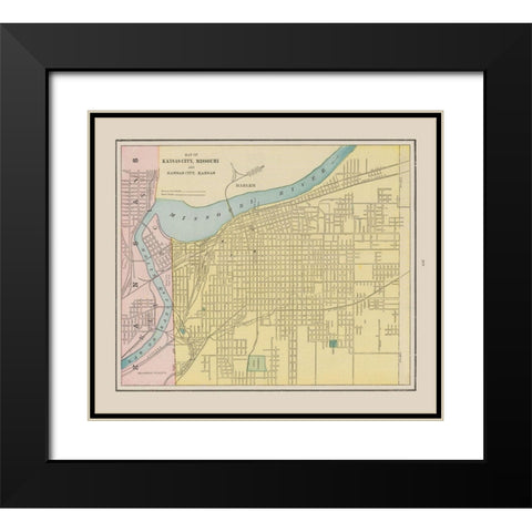 Kansas City  Missouri - Cram 1892 Black Modern Wood Framed Art Print with Double Matting by Cram