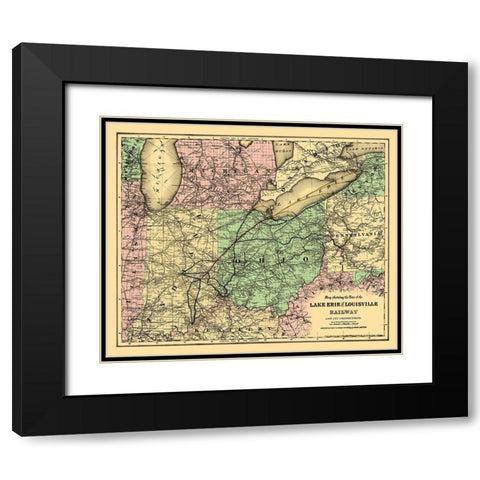 Lake Erie and Louisville Railway - Colton 1872 Black Modern Wood Framed Art Print with Double Matting by Colton
