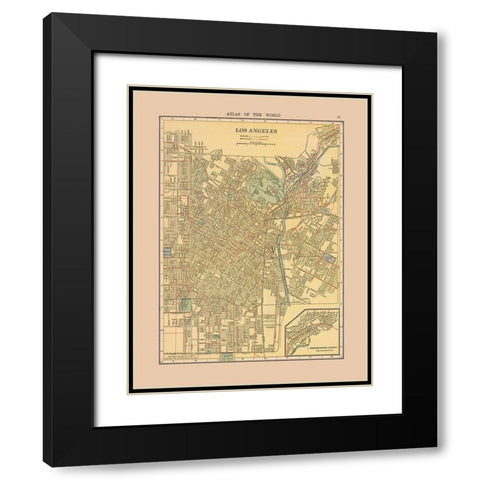 Los Angeles California - Hammond 1910 Black Modern Wood Framed Art Print with Double Matting by Hammond