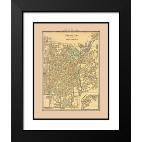 Los Angeles California - Hammond 1910 Black Modern Wood Framed Art Print with Double Matting by Hammond