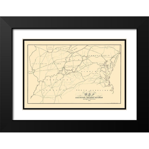 Lexington and Big Sandy Railroad - Middleton 1853 Black Modern Wood Framed Art Print with Double Matting by Middleton