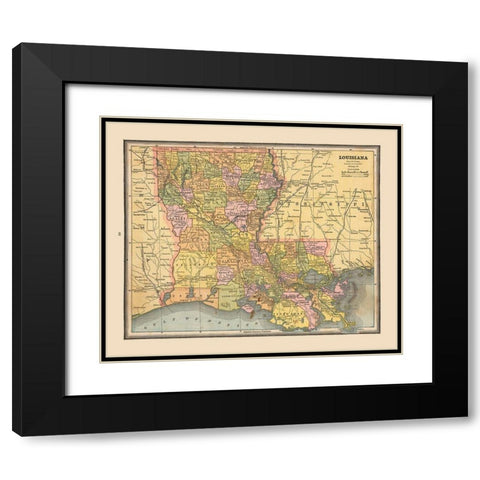 Louisiana, United States - Cram 1888 Black Modern Wood Framed Art Print with Double Matting by Cram