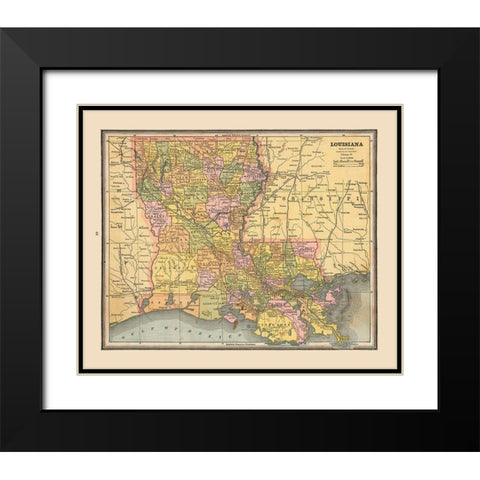 Louisiana, United States - Cram 1888 Black Modern Wood Framed Art Print with Double Matting by Cram