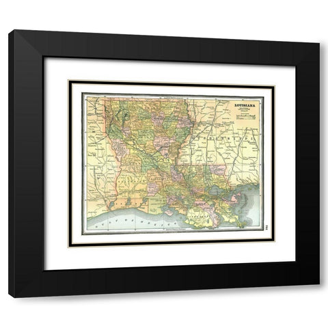 Louisiana - Johnson 1888 Black Modern Wood Framed Art Print with Double Matting by Johnson