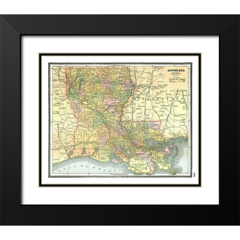 Louisiana - Johnson 1888 Black Modern Wood Framed Art Print with Double Matting by Johnson