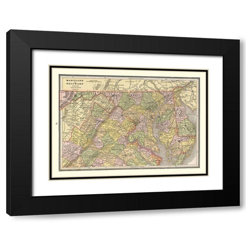 Maryland, Delaware - Cram 1888 Black Modern Wood Framed Art Print with Double Matting by Cram
