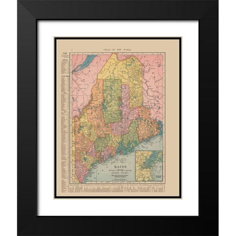 Maine - Hammond 1910 Black Modern Wood Framed Art Print with Double Matting by Hammond