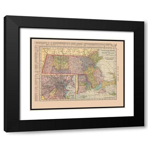 Massachusetts - Hammond 1910 Black Modern Wood Framed Art Print with Double Matting by Hammond