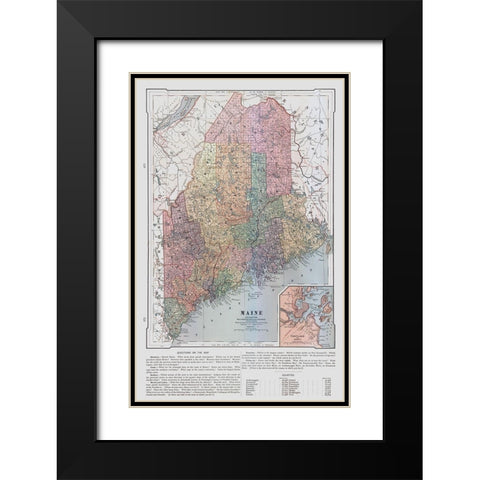 Maine - United States - Monteith 1882 Black Modern Wood Framed Art Print with Double Matting by Monteith