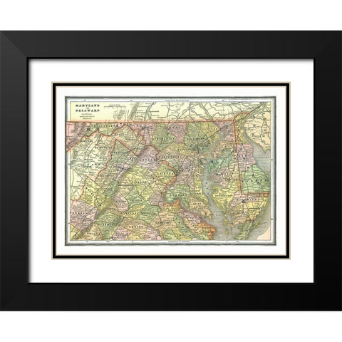 Maryland, Delaware - Johnson 1888 Black Modern Wood Framed Art Print with Double Matting by Johnson