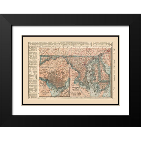 Maryland - Delaware - Reynold 1921 Black Modern Wood Framed Art Print with Double Matting by Reynold