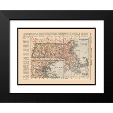 Massachusetts - Reynold 1921 Black Modern Wood Framed Art Print with Double Matting by Reynold