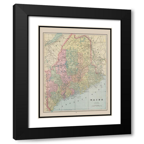 Maine - Cram 1892 Black Modern Wood Framed Art Print with Double Matting by Cram