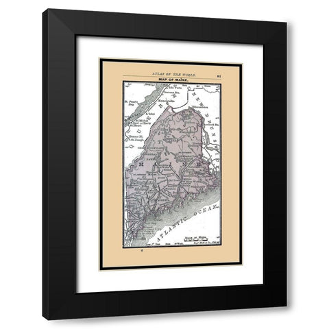 Maine - Alden 1886 Black Modern Wood Framed Art Print with Double Matting by Alden