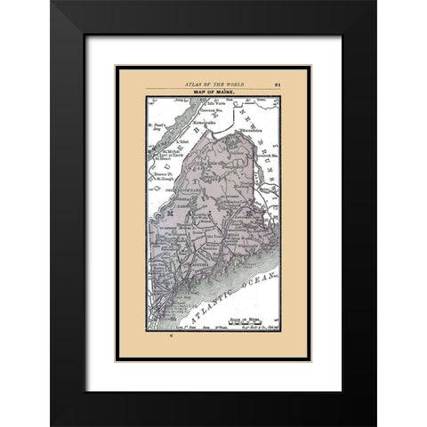 Maine - Alden 1886 Black Modern Wood Framed Art Print with Double Matting by Alden