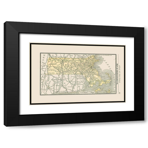 Massachusetts - Alden 1886 Black Modern Wood Framed Art Print with Double Matting by Alden