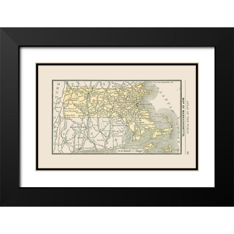 Massachusetts - Alden 1886 Black Modern Wood Framed Art Print with Double Matting by Alden