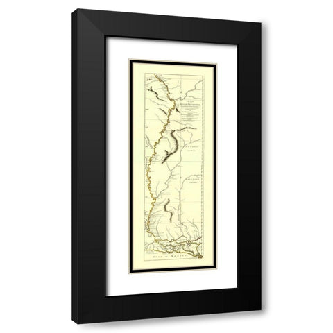 Mississippi River from Fort Chartres to the Mouth Black Modern Wood Framed Art Print with Double Matting by Sayer