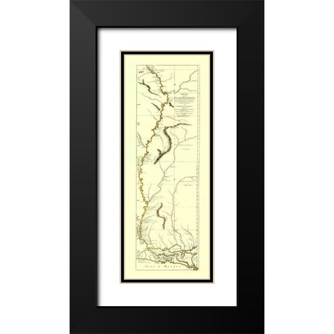 Mississippi River from Fort Chartres to the Mouth Black Modern Wood Framed Art Print with Double Matting by Sayer