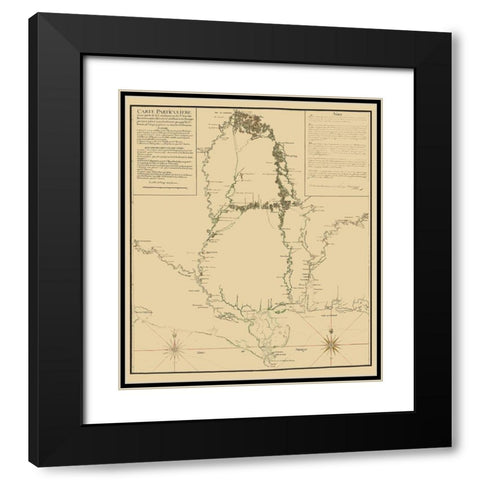 Mississippi to Ft Assumption and Florida 1743 Black Modern Wood Framed Art Print with Double Matting by Demarigny