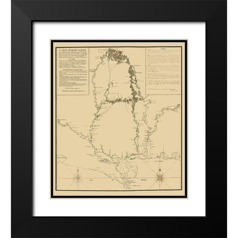 Mississippi to Ft Assumption and Florida 1743 Black Modern Wood Framed Art Print with Double Matting by Demarigny