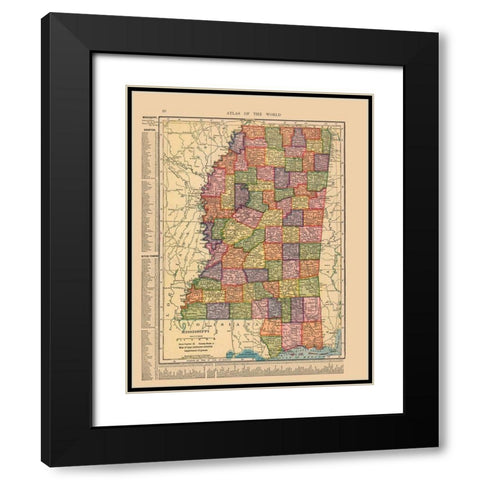 Mississippi - Hammond 1910 Black Modern Wood Framed Art Print with Double Matting by Hammond