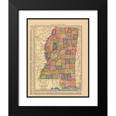 Mississippi - Hammond 1910 Black Modern Wood Framed Art Print with Double Matting by Hammond