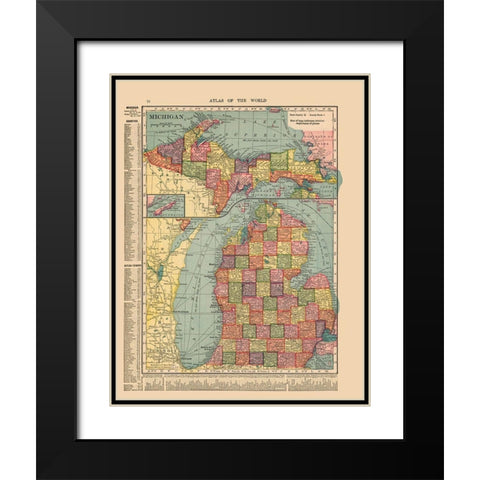 Michigan - Hammond 1910 Black Modern Wood Framed Art Print with Double Matting by Hammond