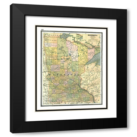 Minnesota - Johnson 1888 Black Modern Wood Framed Art Print with Double Matting by Johnson