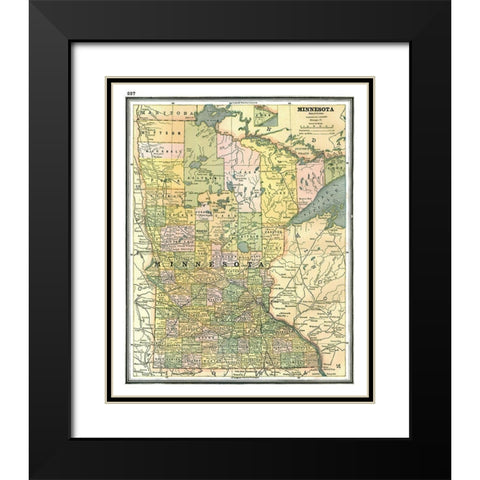 Minnesota - Johnson 1888 Black Modern Wood Framed Art Print with Double Matting by Johnson
