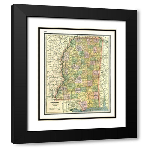 Mississippi - Johnson 1888 Black Modern Wood Framed Art Print with Double Matting by Johnson