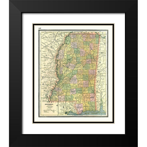 Mississippi - Johnson 1888 Black Modern Wood Framed Art Print with Double Matting by Johnson