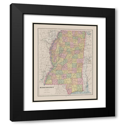 Mississippi - Cram 1892 Black Modern Wood Framed Art Print with Double Matting by Cram