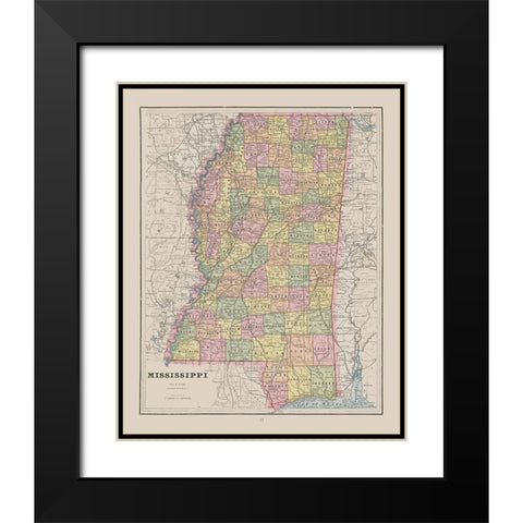 Mississippi - Cram 1892 Black Modern Wood Framed Art Print with Double Matting by Cram