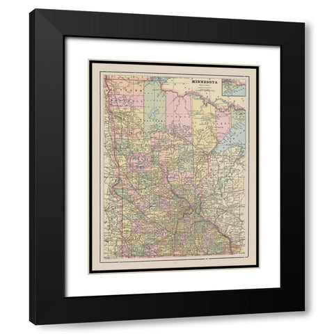 Minnesota - Cram 1892 Black Modern Wood Framed Art Print with Double Matting by Cram
