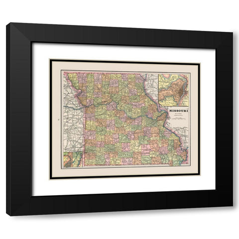 Missouri - Cram 1892 Black Modern Wood Framed Art Print with Double Matting by Cram