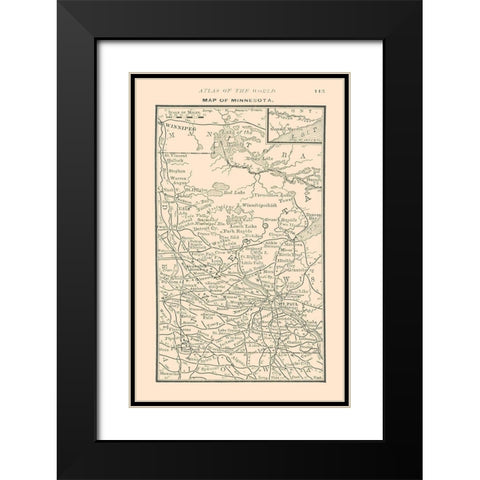 Minnesota - Alden 1886 Black Modern Wood Framed Art Print with Double Matting by Alden