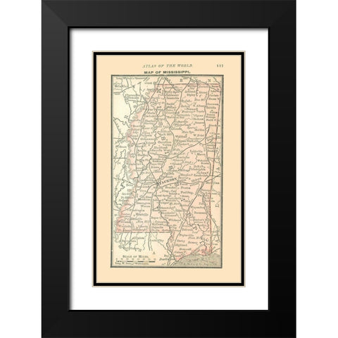 Mississippi - Alden 1886 Black Modern Wood Framed Art Print with Double Matting by Alden