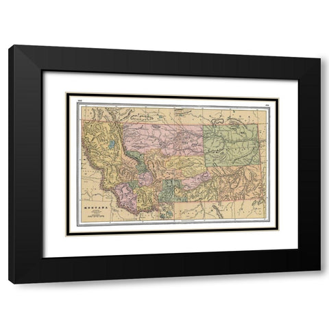 Montana - Johnson 1888 Black Modern Wood Framed Art Print with Double Matting by Johnson