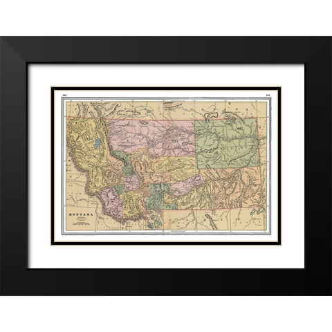 Montana - Johnson 1888 Black Modern Wood Framed Art Print with Double Matting by Johnson