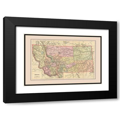 Montana - Cram 1892 Black Modern Wood Framed Art Print with Double Matting by Cram