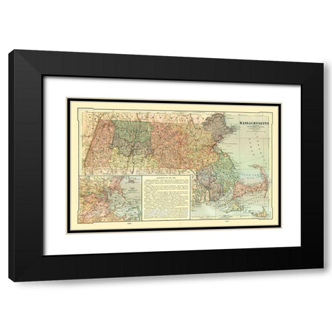Massachusetts - United States - Monteith 1882 Black Modern Wood Framed Art Print with Double Matting by Monteith