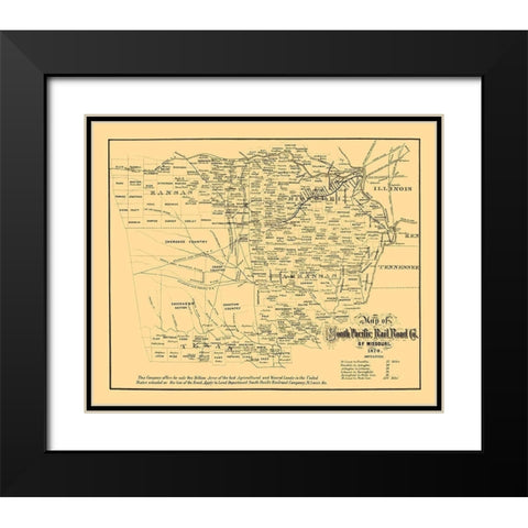 South Pacific Railroad Co of Missouri - Gast 1870 Black Modern Wood Framed Art Print with Double Matting by Gast